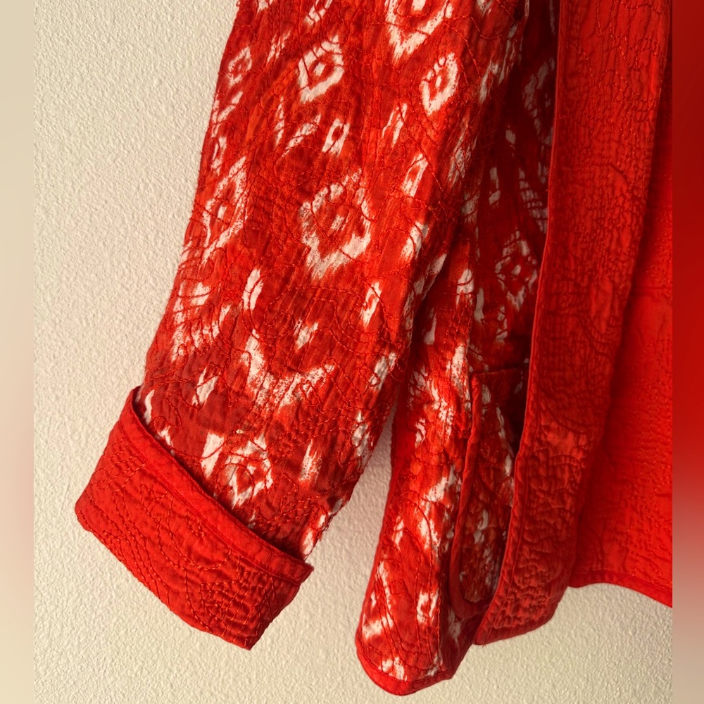 Deep Orange/Red Patterned Reversible Jacket - Picture 6 of 7